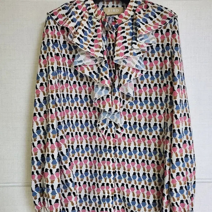 [BUNJANG] TIME BIrd Pattern Blouse Size 55 / 한섬 BIRD 패턴블라우스 55사이즈