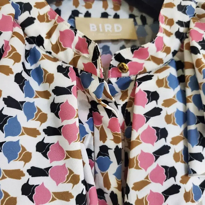 [BUNJANG] TIME BIrd Pattern Blouse Size 55 / 한섬 BIRD 패턴블라우스 55사이즈