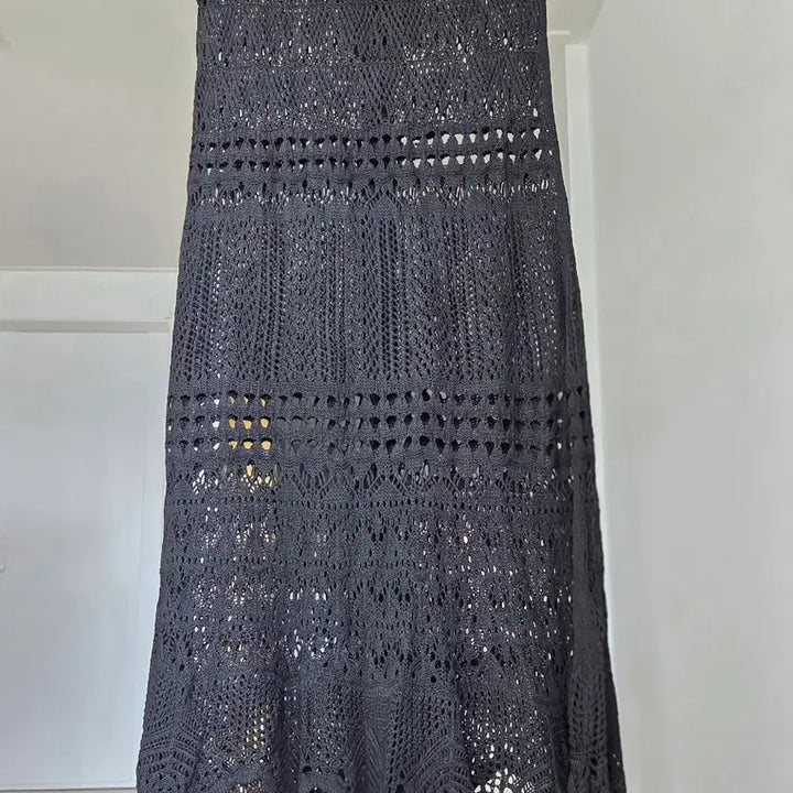 [BUNJANG] Crochet Knit Skirt with Waist Banding / 크로쉐 니트 허리 밴딩 스커트55-66