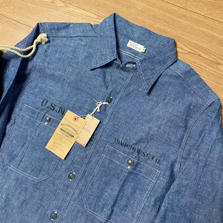 [BUNJANG] Warehouse Duckdigger USN Chambray Shirt / (40 새제품) 웨어하우스 덕디거 USN 샴브레이 셔츠