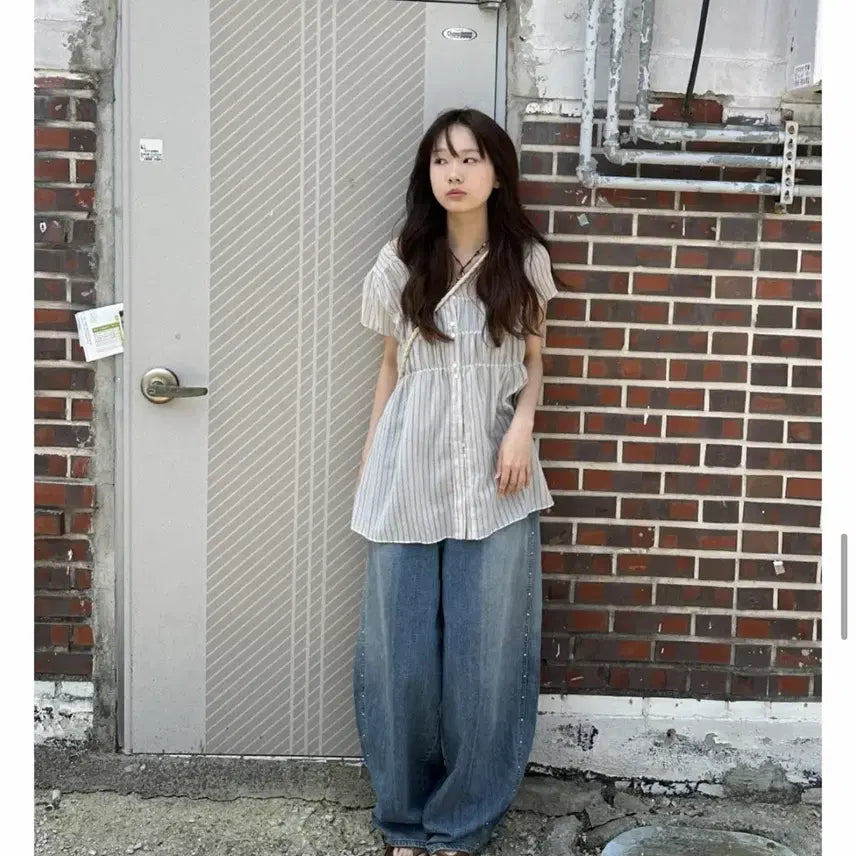 [BUNJANG] MissSo Double Shirring Half-Sleeve Long Blouse / 더블 셔링 반팔 롱 블라우스/미쏘 언더비 바온 빈플 신시 에잇세컨즈