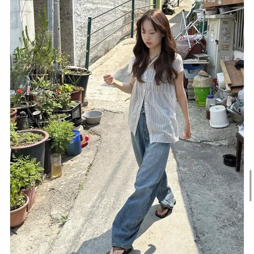 [BUNJANG] MissSo Double Shirring Half-Sleeve Long Blouse / 더블 셔링 반팔 롱 블라우스/미쏘 언더비 바온 빈플 신시 에잇세컨즈