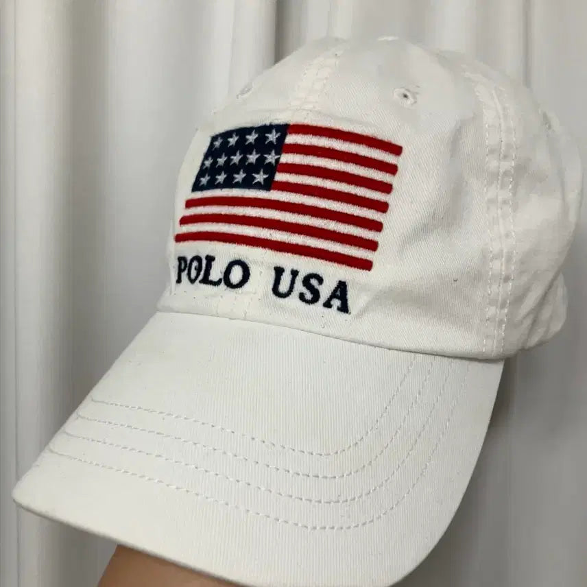 [BUNJANG] Polo USA Flag Ball Cap White / 폴로 usa플래그 볼캡 화이트