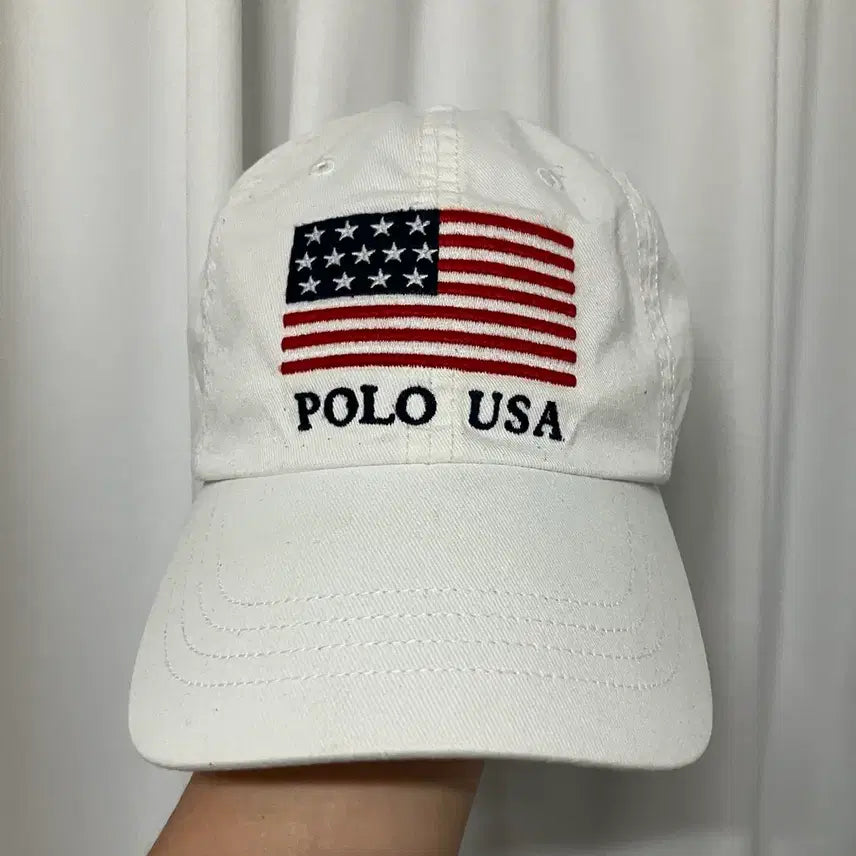 [BUNJANG] Polo USA Flag Ball Cap White / 폴로 usa플래그 볼캡 화이트