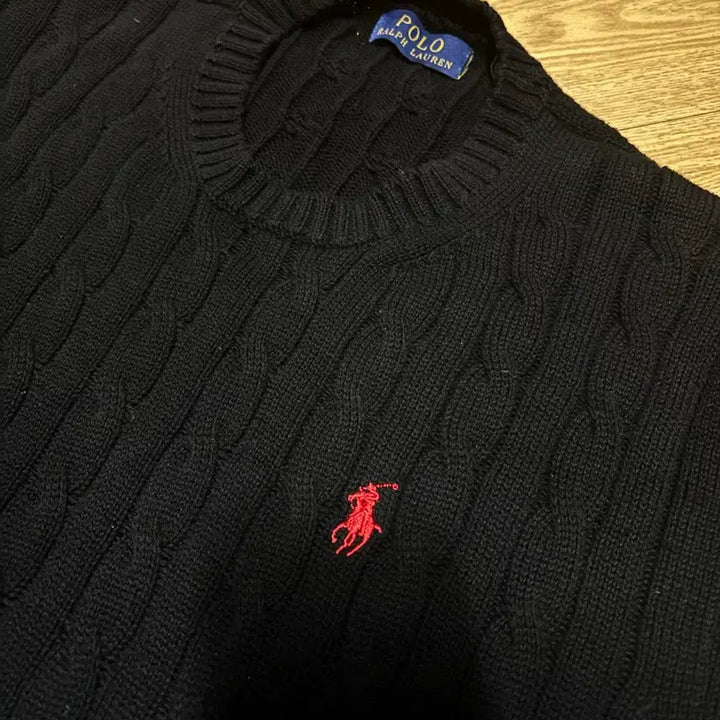 [BUNJANG] Polo Black Cable Knit Sweater / 폴로 검정 꽈배기 니트 팝니다. 남자 95. 상태좋음