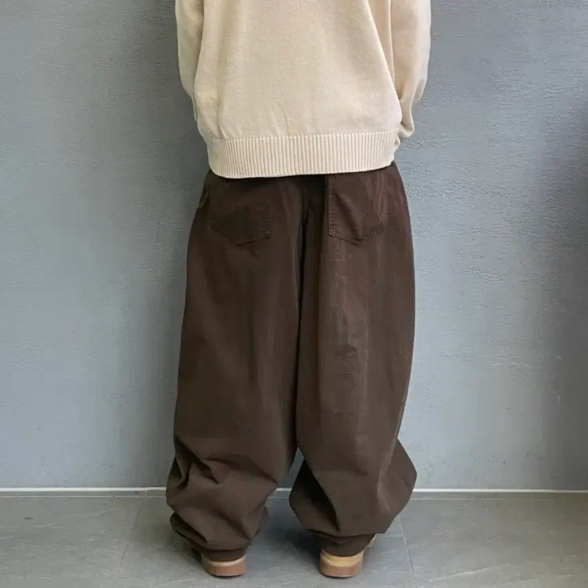 [BUNJANG] Fold Snap Cotton Balloon Wide Pants / 폴드 스냅 코튼 벌룬 와이드 팬츠