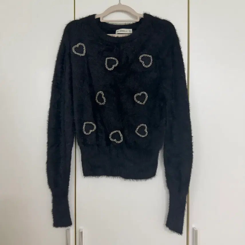 [BUNJANG] Zara Heart Crop Knit Sweater / 자라 하트 크롭니트