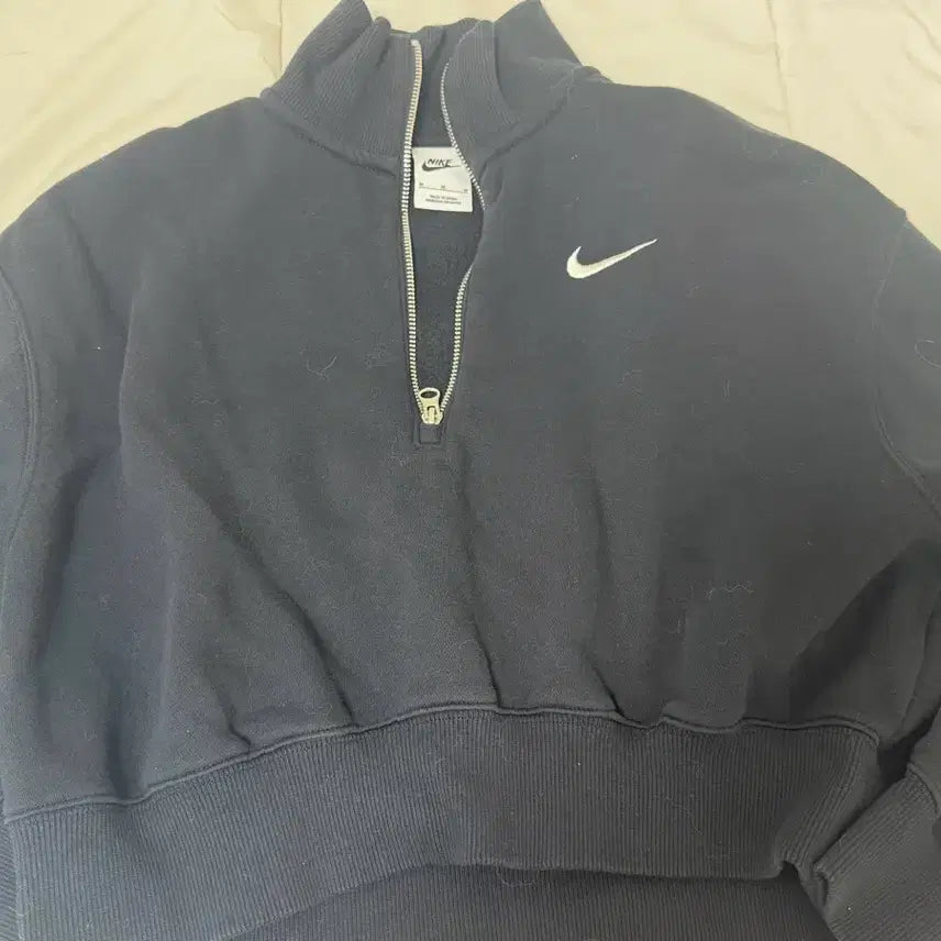 [BUNJANG] Nike Phoenix Fleece Half-Zip Crop Sweatshirt Black / 나이키 피닉스 플리스 하프 집 크롭 스웨트셔츠 블랙