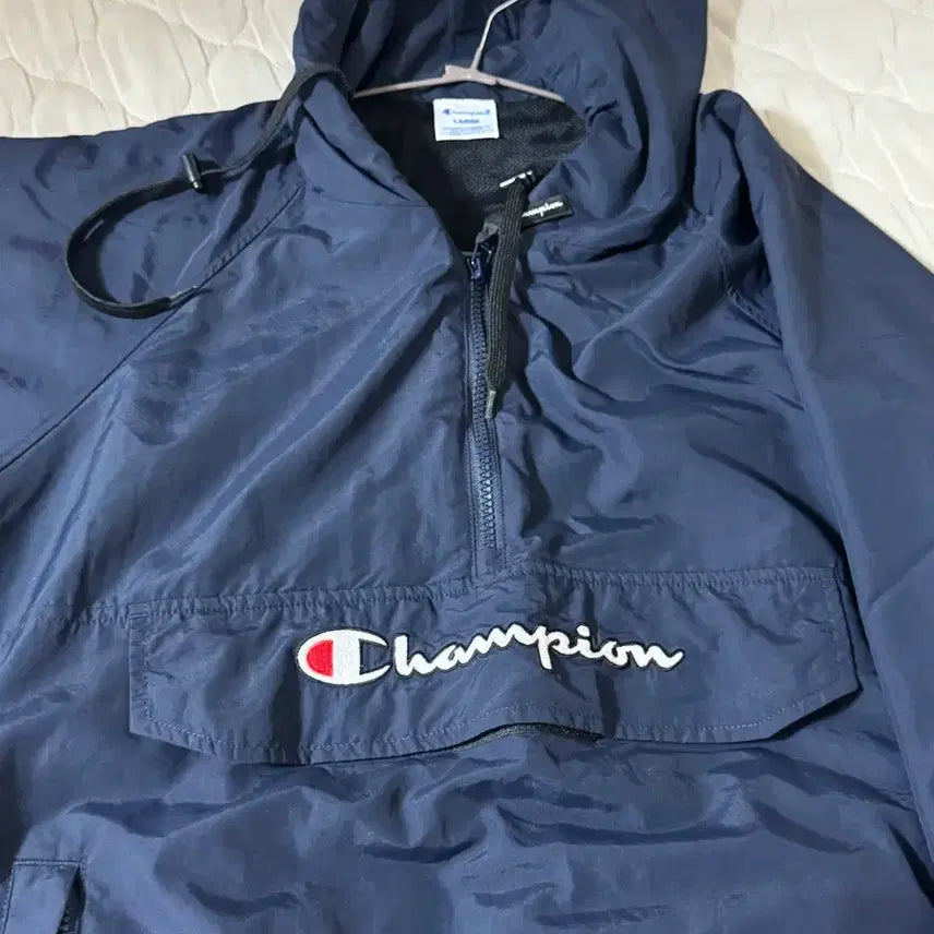 [BUNJANG] Champion Japan Embroidered Logo Anorak Windbreaker - Navy / 챔피온 재팬 자수로고 아노락 바람막이 - L사이즈 네이비