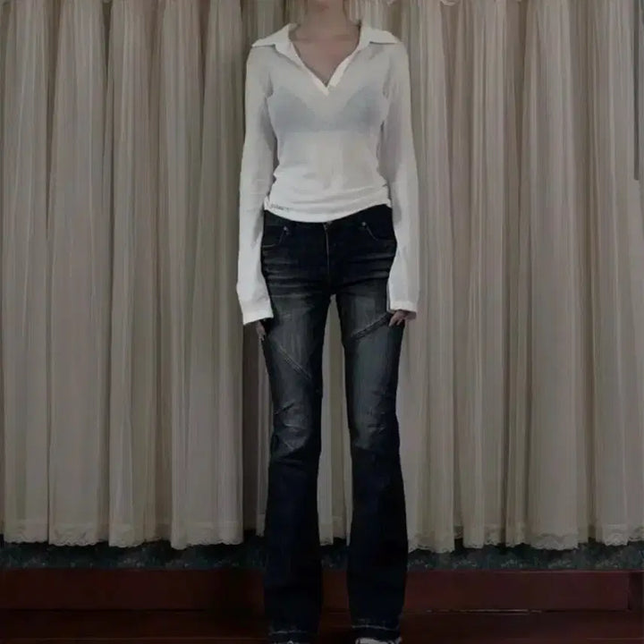 [BUNJANG] Bohemian Seoul Curved Line Bootcut Jeans / bohemian seoul curved line bootcut jeans
