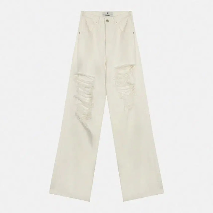 [BUNJANG] 르 화이트 Distressed Denim Pants / 르 화이트 디스트로이드 데님 팬츠 찢청