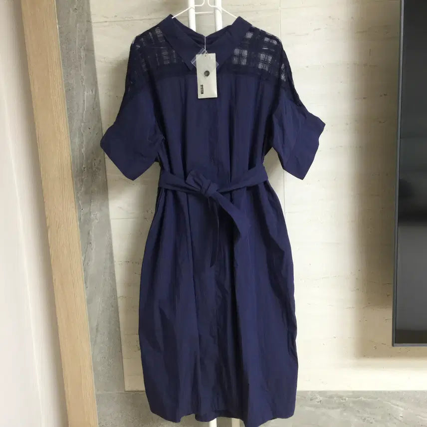 [BUNJANG] SYSTEM Belted Long Dress Navy Size 55 / SYSTEM 시스템 벨트 원피스 55