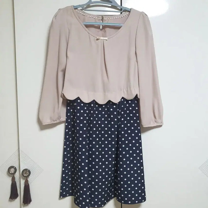 [BUNJANG] Layered Dot Print Dress / 레이어드풍 도트 원피스