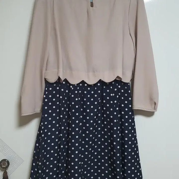 [BUNJANG] Layered Dot Print Dress / 레이어드풍 도트 원피스