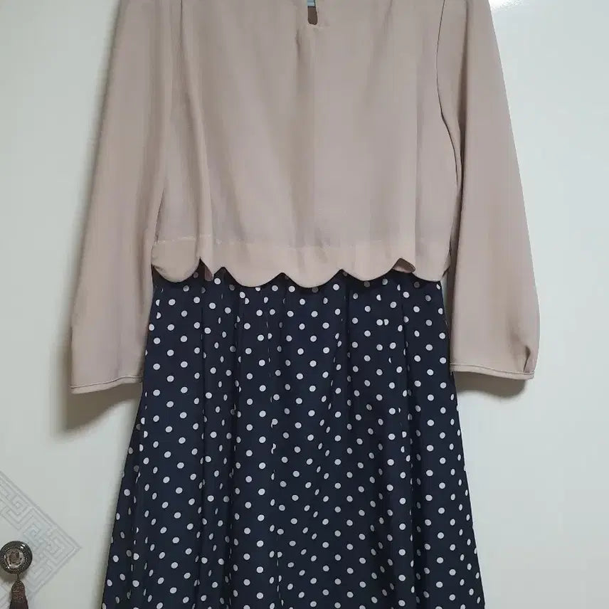 [BUNJANG] Layered Dot Print Dress / 레이어드풍 도트 원피스