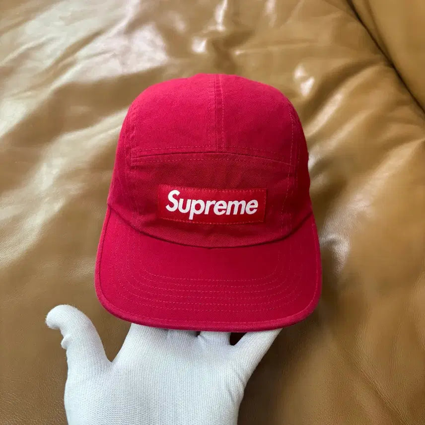 [BUNJANG] Supreme Washed Chino Camp Cap Red SS25 / 슈프림 캠프캡 모자 박스로고 25ss 워시드 레드