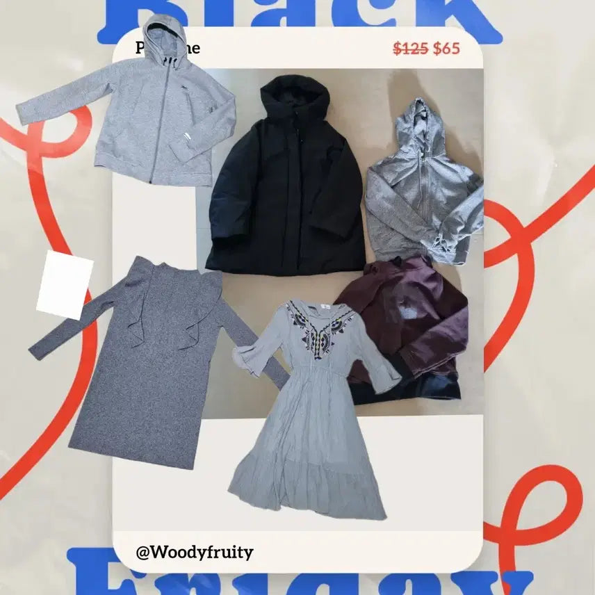[BUNJANG] Bundle Set: Uniqlo Padded Jacket, H&amp;M Hoodie, Under Armour Sweatshirt, Egoist Dress, At Corner Dress / (총 6벌 합) 유니클로 패딩, H&amp;M,에고이스트 원피스 외: 합 8천