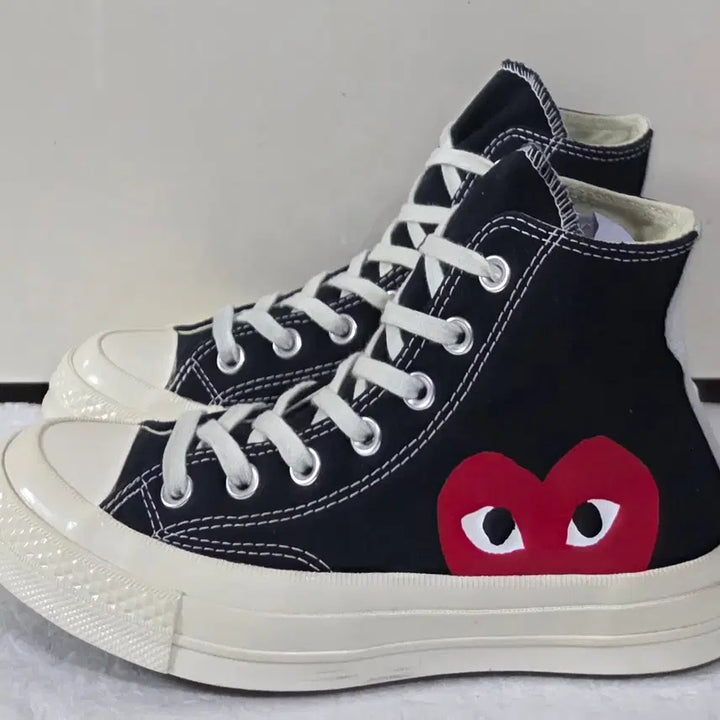 [BUNJANG] Converse x Comme des Garçons PLAY Hidden Heart Chuck 70 High Black (Discontinued) / [240] 컨버스x꼼데가르송 플레이 히든하트 척70하이 블랙ㅡ단종매물