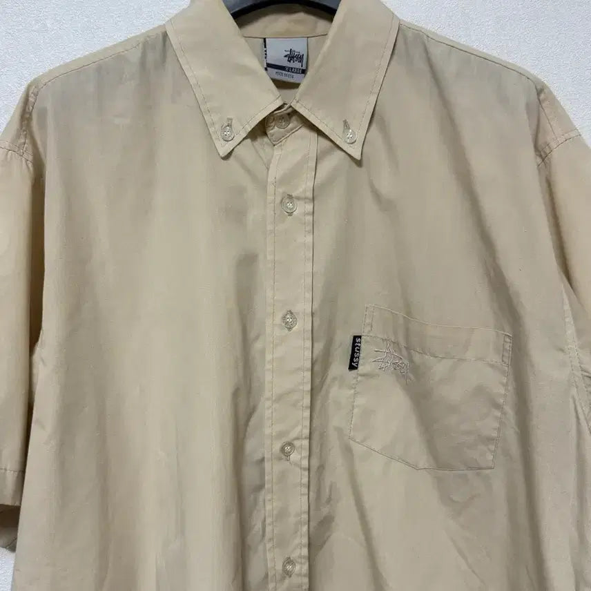 [BUNJANG] Stussy 90s Beige Short Sleeve Work Shirt XL / [STUSSY] 90s 스투시 베이지 반팔 셔츠