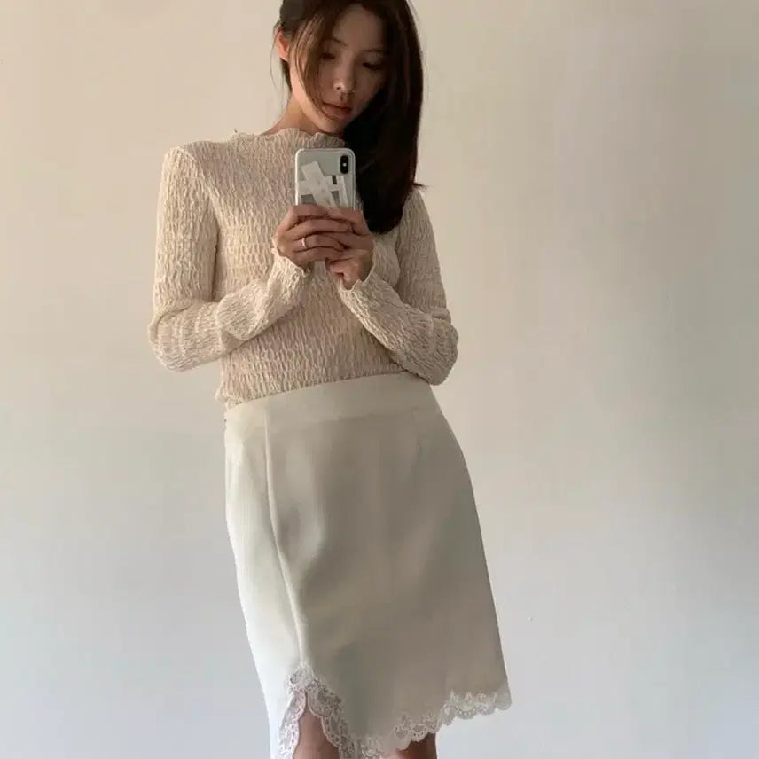 [BUNJANG] Lea Silky Lace Slit Skirt / 르에 실키 레이스 슬릿 스커트 lea SILKY LACE SLIT SK