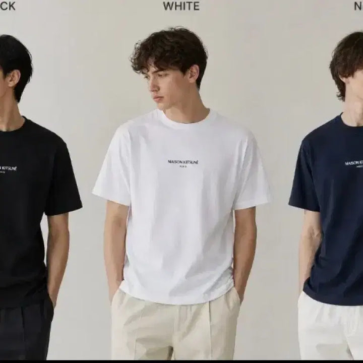 [BUNJANG] Maison Kitsune Logo Embroidered T-shirt Black / 메종키츠네 로고자수 반팔 티셔츠 블랙/화이트/네이비 미개봉 새상품
