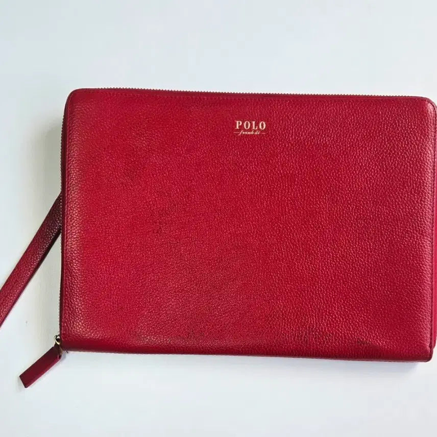 [BUNJANG] Polo Frankdy Red Leather Clutch / 폴로 프랭크디 레드 가죽 클러치