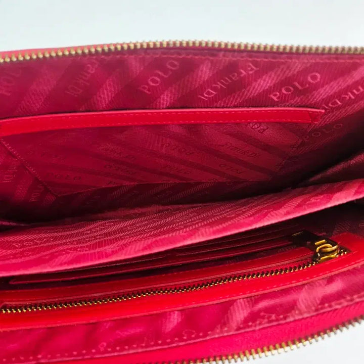 [BUNJANG] Polo Frankdy Red Leather Clutch / 폴로 프랭크디 레드 가죽 클러치