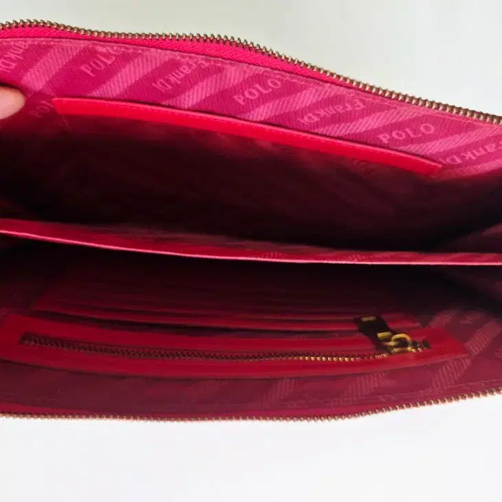 [BUNJANG] Polo Frankdy Red Leather Clutch / 폴로 프랭크디 레드 가죽 클러치