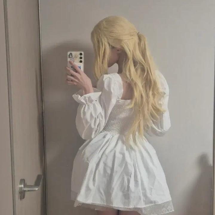 [BUNJANG] Corset Detail White Lolita Dress / 코르셋 디테일 화이트 로리타 양복 드레스