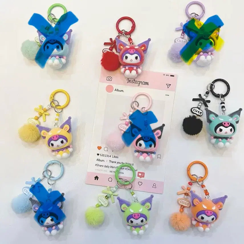 [BUNJANG] Sanrio Kuromi &amp; Bonbonribbon Doll Keyring / 산리오 인형 키링