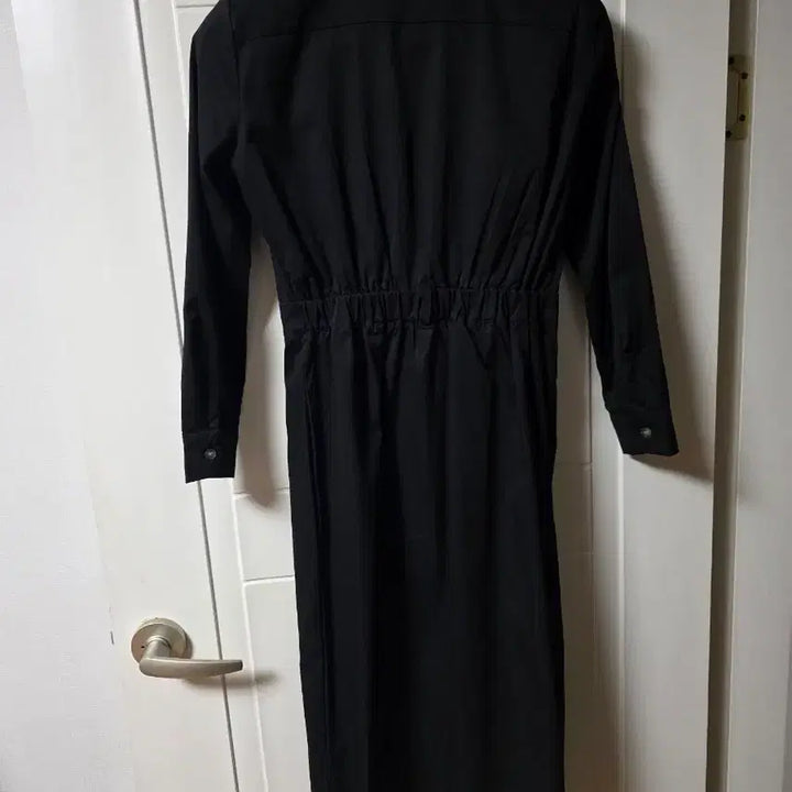 [BUNJANG] Black Shirt-Style Long Dress / 블랙 셔츠형 롱 원피스