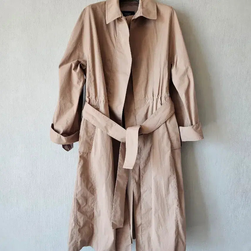 [BUNJANG] TIME Leather Belted Trench Coat / TIME 타임)가죽벨티드 포인트 트렌치코트