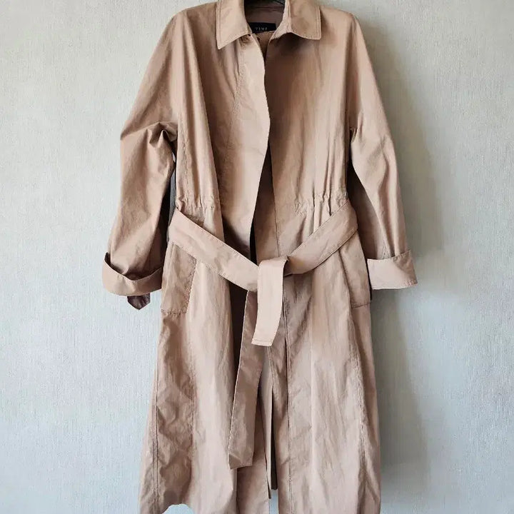 [BUNJANG] TIME Leather Belted Trench Coat / TIME 타임)가죽벨티드 포인트 트렌치코트