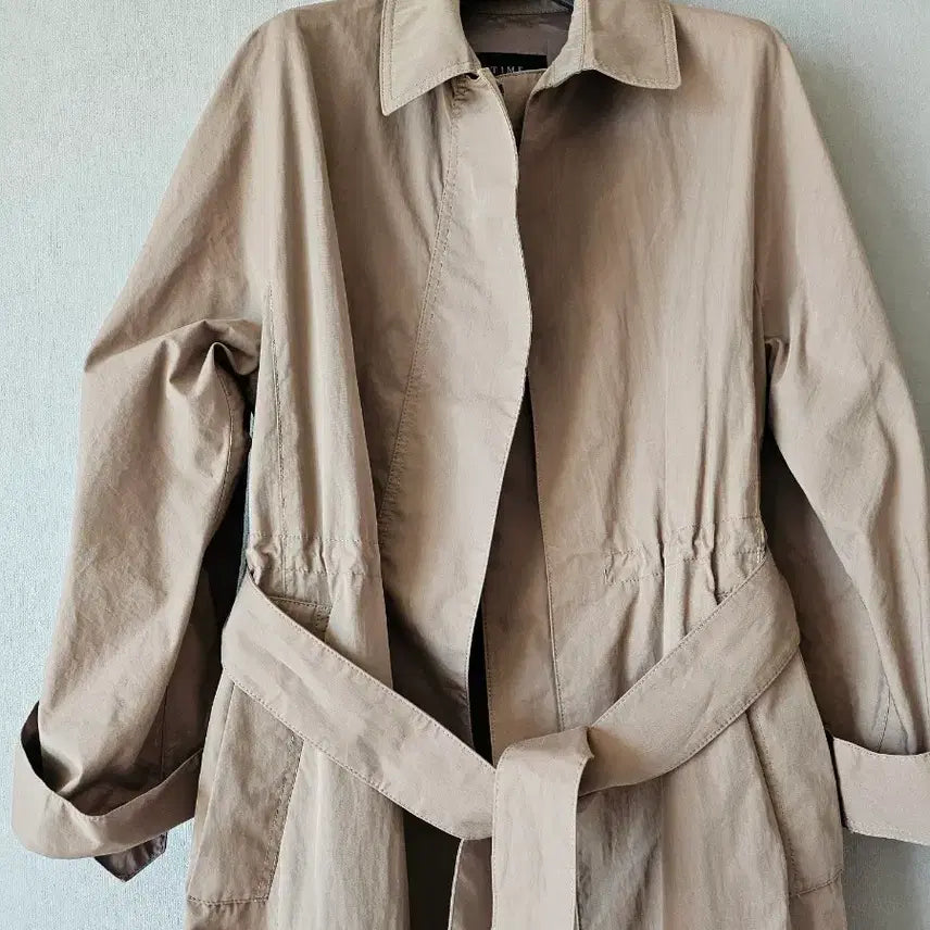 [BUNJANG] TIME Leather Belted Trench Coat / TIME 타임)가죽벨티드 포인트 트렌치코트