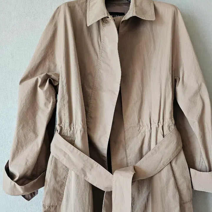 [BUNJANG] TIME Leather Belted Trench Coat / TIME 타임)가죽벨티드 포인트 트렌치코트