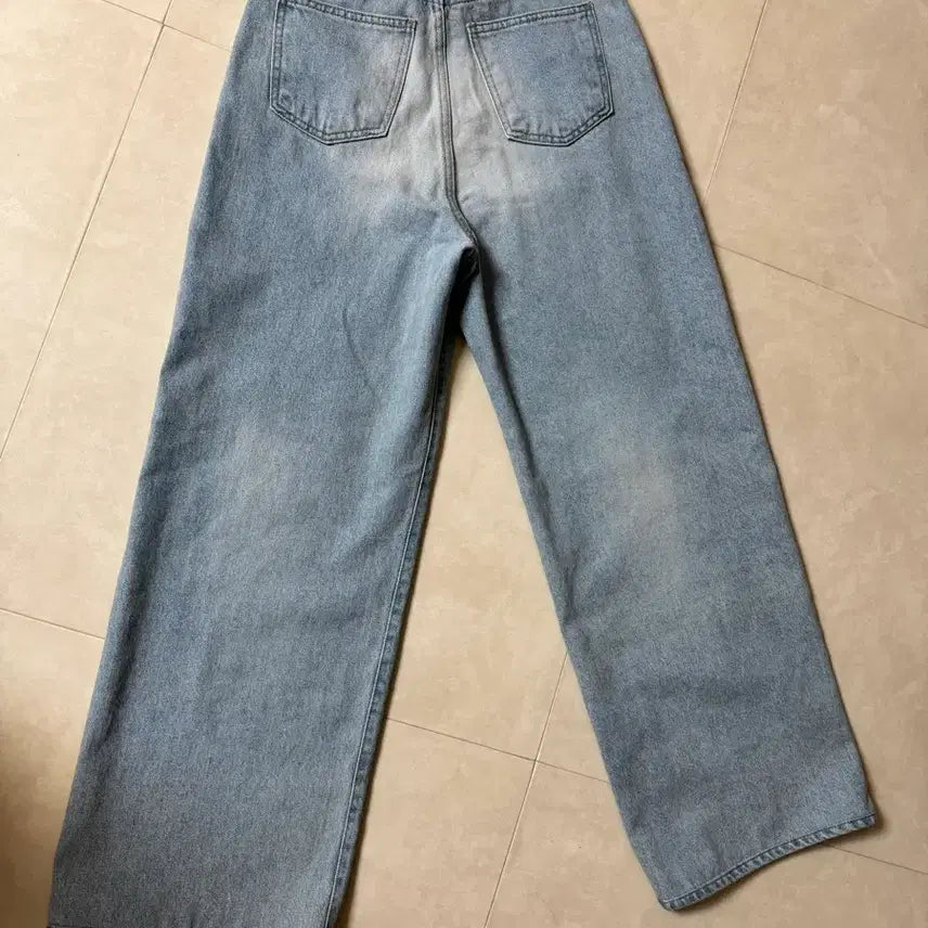 [BUNJANG] Slowmood Wide Light Blue Denim Pants (Long S) / (새거) 여성 슬로우모드 와이드 연청 데님 팬츠 (롱 S)
