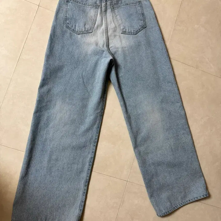 [BUNJANG] Slowmood Wide Light Blue Denim Pants (Long S) / (새거) 여성 슬로우모드 와이드 연청 데님 팬츠 (롱 S)