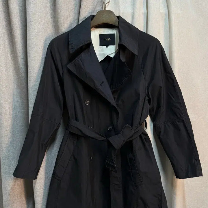[BUNJANG] Maje Black Double Button Trench Coat Jacket / [55-66] maje 마쥬 블랙 더블 버튼 트렌치코트 자켓