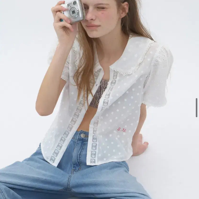 [BUNJANG] Sunsoo Mix Lace Blouse White (M Size) / 순수 Mix Lace Blouse White (38/M사이즈)