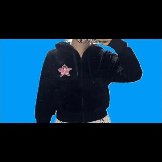 [BUNJANG] Hysteric Glamour Jacquard Crop Hooded Zip-Up Jacket Black / 히스테릭글래머 자카드 크롭 후드집업 블랙