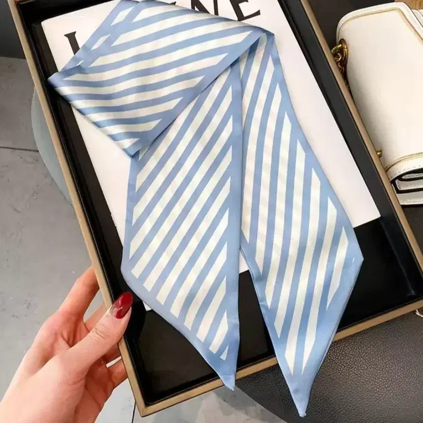 [BUNJANG] Blue Striped Twilly Scarf / 블루 스트라이프 스카프 트윌리