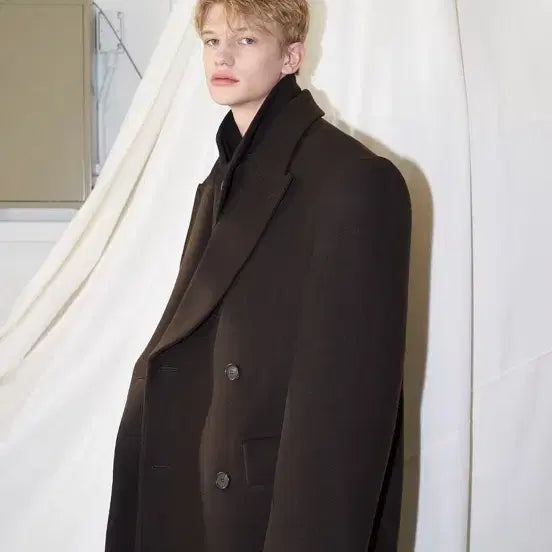 [BUNJANG] Yiyae Double Coat Brown L / Yiyae 코트 브라운 L stu 더블코트 오버핏