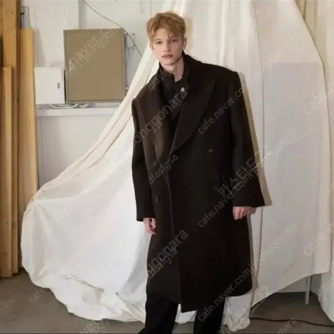 [BUNJANG] Yiyae Double Coat Brown L / Yiyae 코트 브라운 L stu 더블코트 오버핏