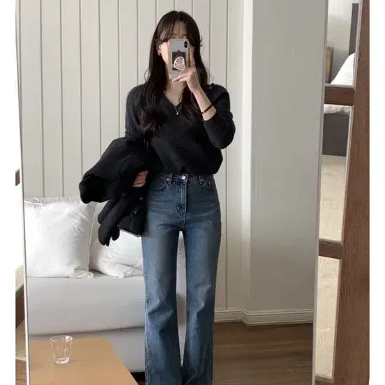 [SOLD OUT] (마른 키작녀 추천)바잇더불렛 웨더세미부츠컷 데님 XS