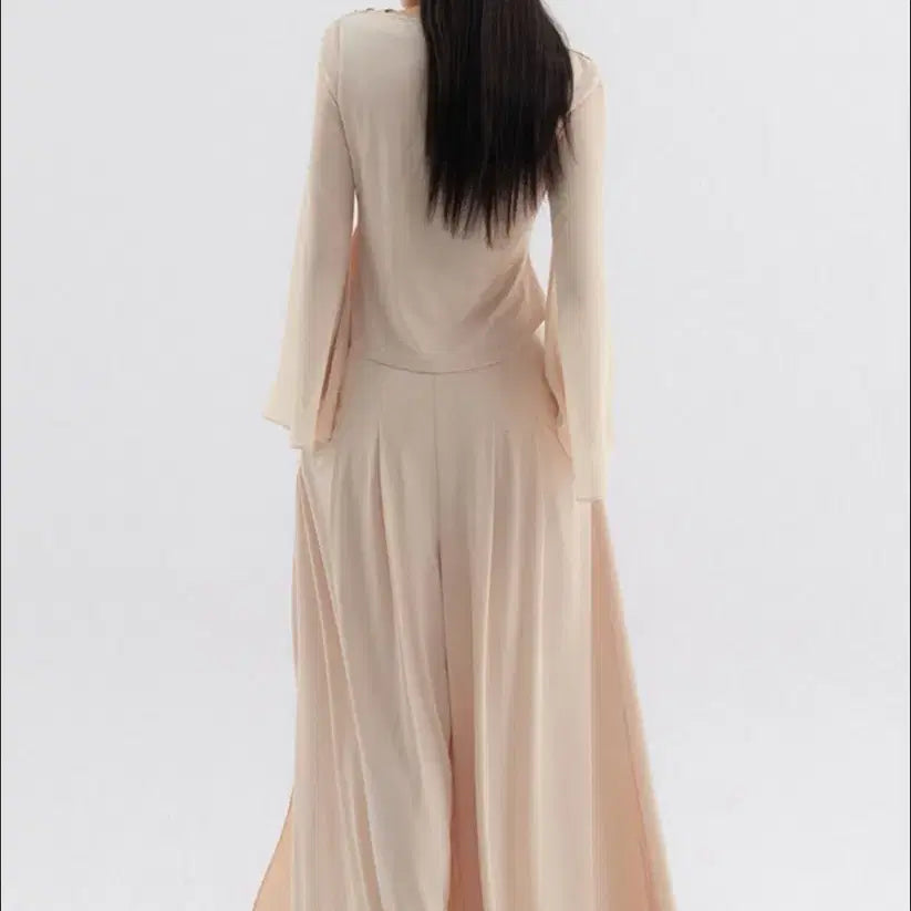 [BUNJANG] Graceu Rudy Draped Top &amp; Wide Pants Set (Beige, XS) / [택0] 그레이스유 루디 탑, 와이드 팬츠 세트 XS