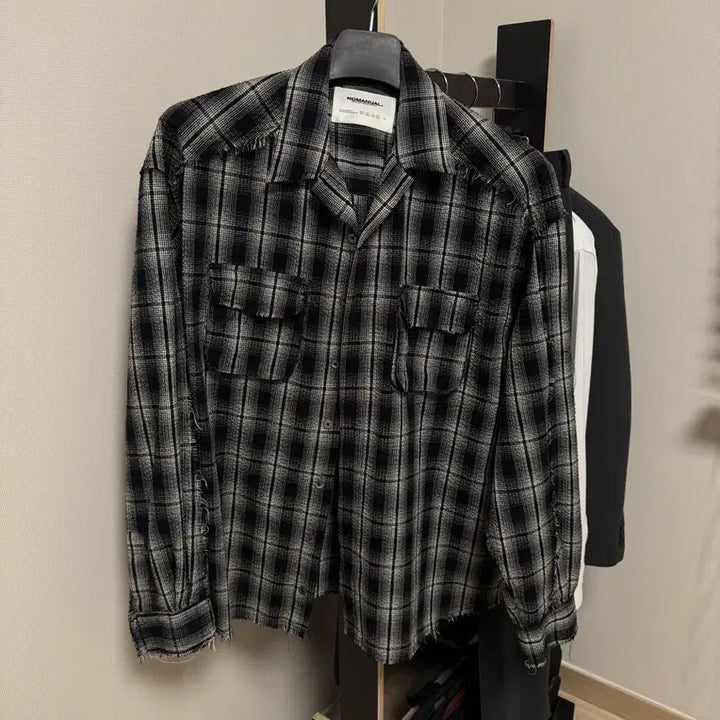 [BUNJANG] No Manual Seersucker Checkered Shirt Black M / 노메뉴얼 시어서커 체크셔츠 블랙 M