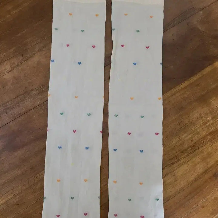 [BUNJANG] Ivory Heart Pattern Ankle Socks / 하트 무늬 아이보리 반스타킹