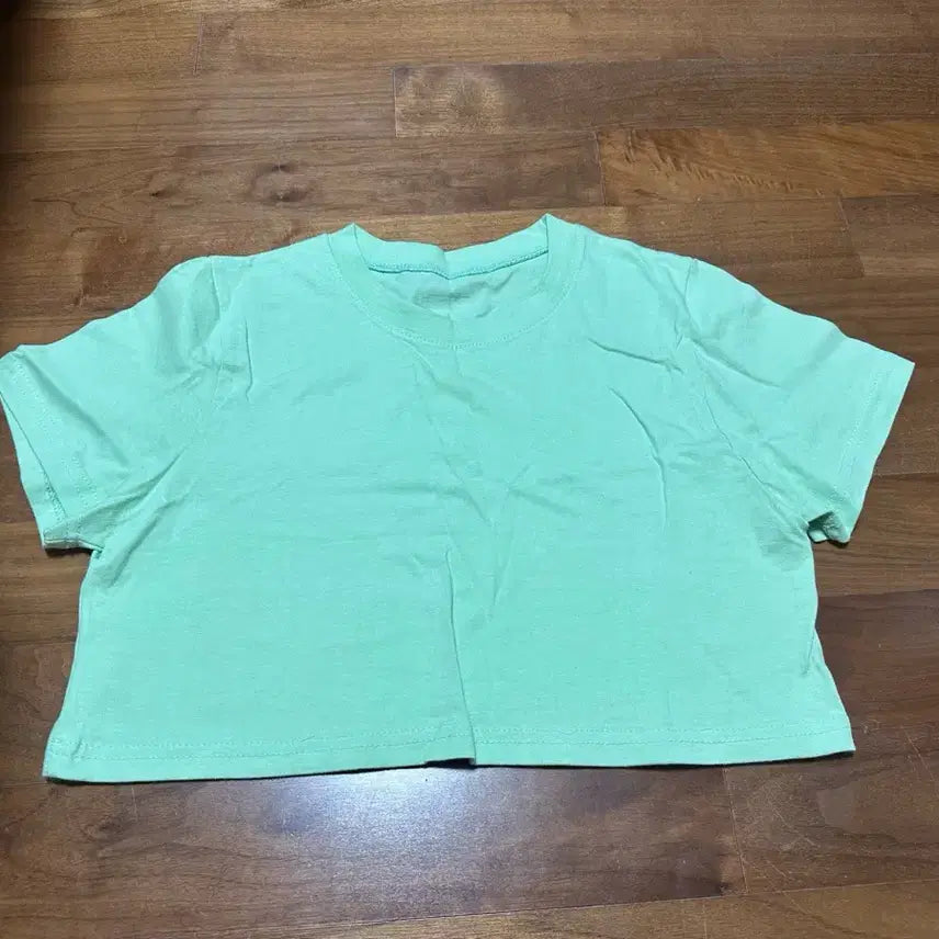[BUNJANG] Mint Green Cropped Short Sleeve T-Shirt / 연두색 크롭반팔