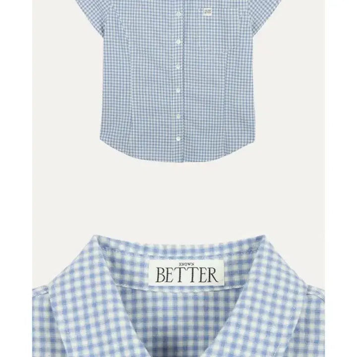 [BUNJANG] Noun:Better Gingham Check Short Sleeve Shirt (Blue) / 노운베러 깅엄체크 반팔셔츠(블루)