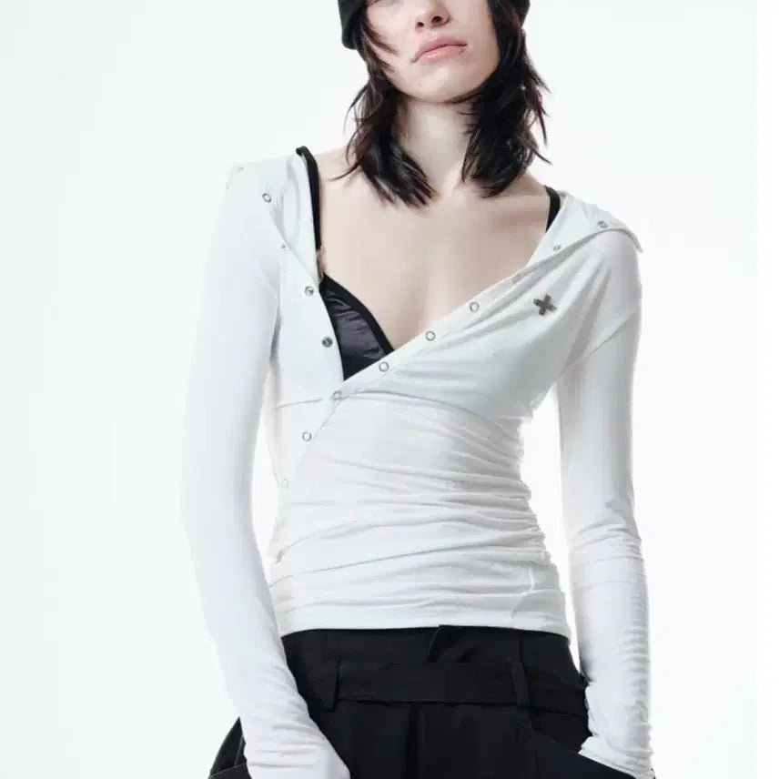 [BUNJANG] 2000 Archives RO Draped Hoodie White / 2000아카이브스 RO DRAPED HOODIE (화이트) 후드